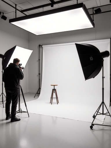 三十五岁左右男性摄影师,穿黑色西装,白色衬衫,室内拍摄,专业灯光,正面肖像照,背景简洁