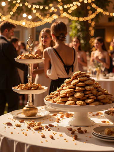 婚礼现场摄影,新人拥抱,宾客鼓掌,温馨浪漫,暖色调,幸福时刻